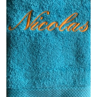 Drap de bain bleu océan personnalisé