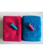Ensemble fushia, bleu turquoise