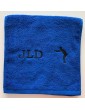 Serviette de sport bleu royal personnalisée initiales et motif optionnel pétanque.