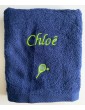 Drap de bain marine avec couleur fluo et motif Tennis
