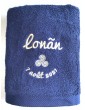 Drap de bain bleu marine personnalisé et brodé en Bretagne