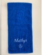 Serviette de sport bleu royal personnalisée prénom avec motif zodiaque optionnel