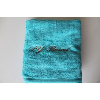 Drap de bain bleu océan personnalisé