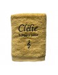 Drap de bain jaune citron personnalisé prénom avec date et motif optionnel
