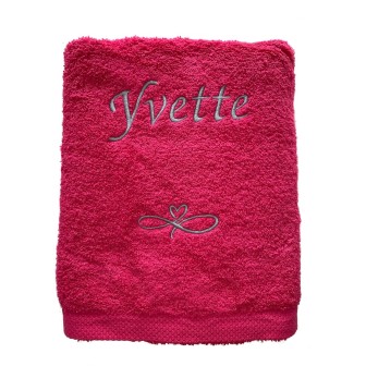 Maxi Drap de Bain 100x150 fushia personnalisé prénom