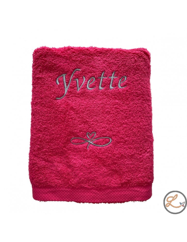 Maxi Drap de Bain 100x150 fushia personnalisé prénom