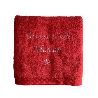 Serviette rouge personnalisée prénom
