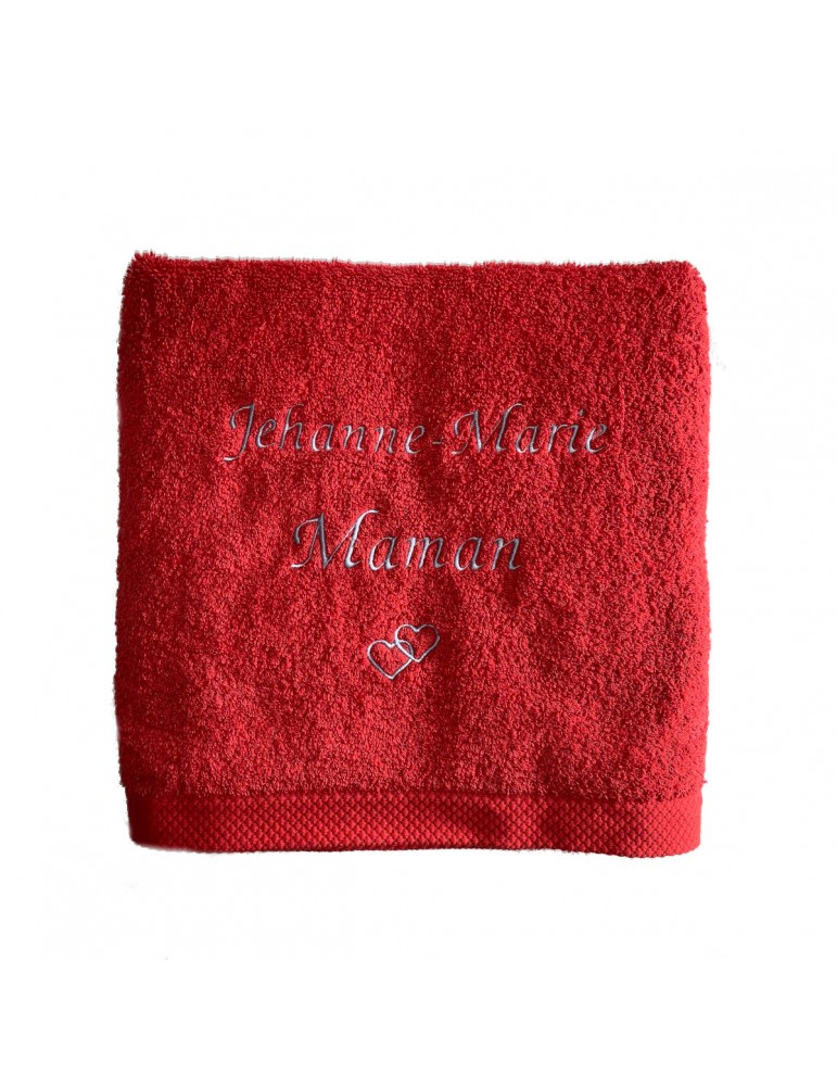Serviette rouge personnalisée prénom