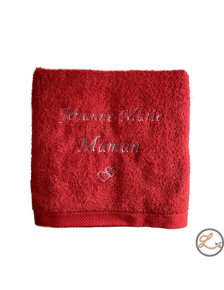 Drap de bain 100x150 rouge personnalisé