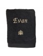 Drap de bain noir personnalisé prénom Evan