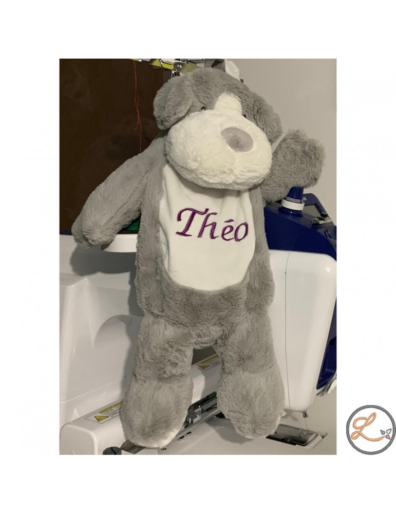 Sac à dos zippé chien personnalisé prénom Théo