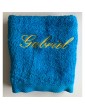 Drap de bain turquoise personnalisé prénom Gabriel