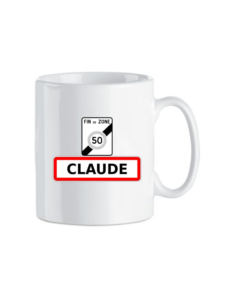 Mug anniversaire personnalisé prénom et âge avec imitation fin de zone à vitesse limitée