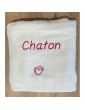 Drap de bain blanc personnalisé texte Chaton avec motif cœur chat