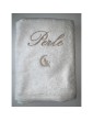 Drap de bain 100x150 blanc personnalisé prénom Perle avec motif Fée