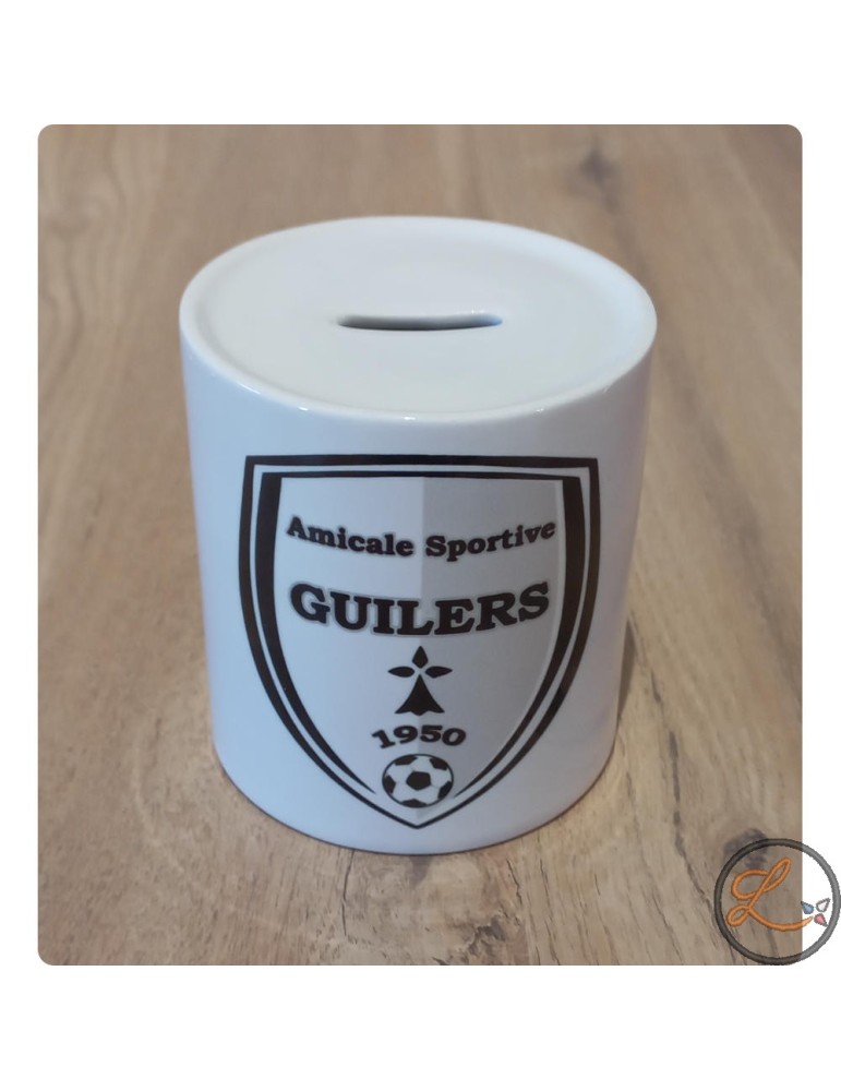 Tirelire blanche personnalisée AS Guilers Football