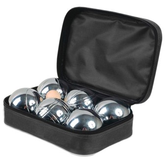 Intérieur de notre sacoche de pétanque noire 6 boules