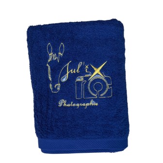 Drap de bain bleu marine personnalisé avec logo d'entreprise