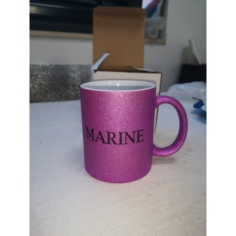 Mug violet paillettes Personnalisé Prénom Marine