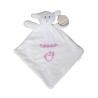 Doudou personnalisé agneau avec prénom brodé en rose