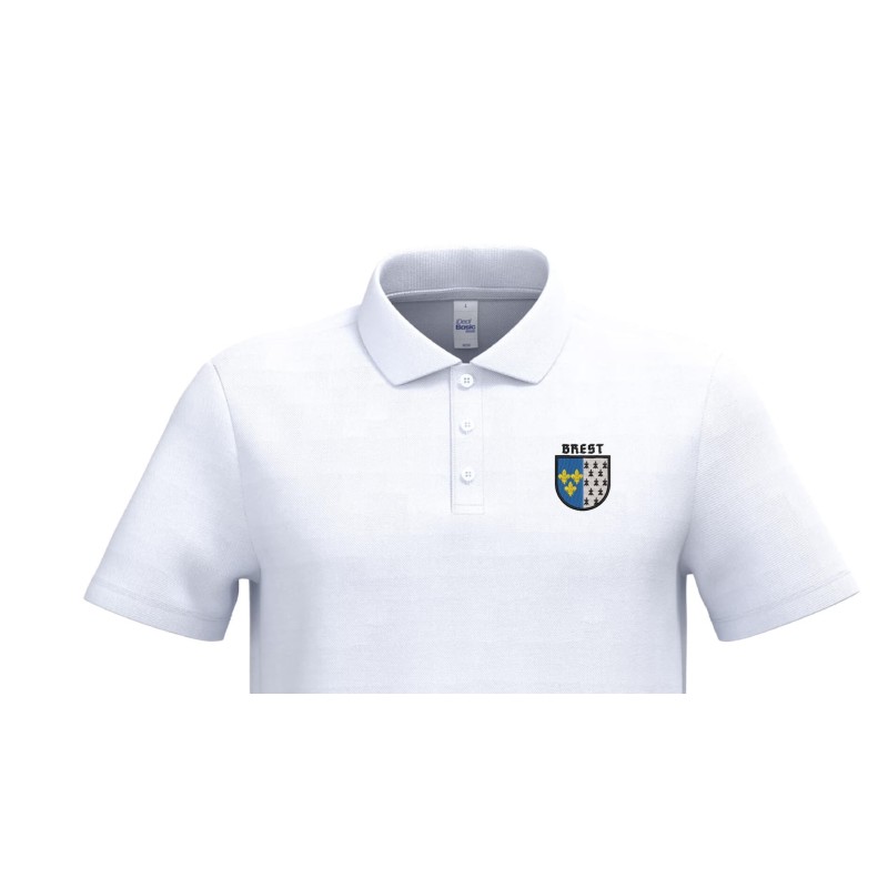 Broderie blason héraldique polo Brest, personnalisation textile Gouesnou Finistère